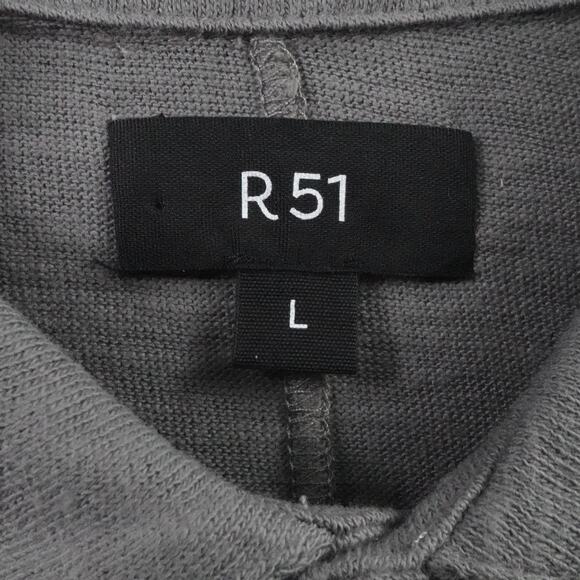 Rye 51 Shirt Mens Large Charcoal Mercer Distressed Long Sleeve Polo Casual - Picture 3 of 14